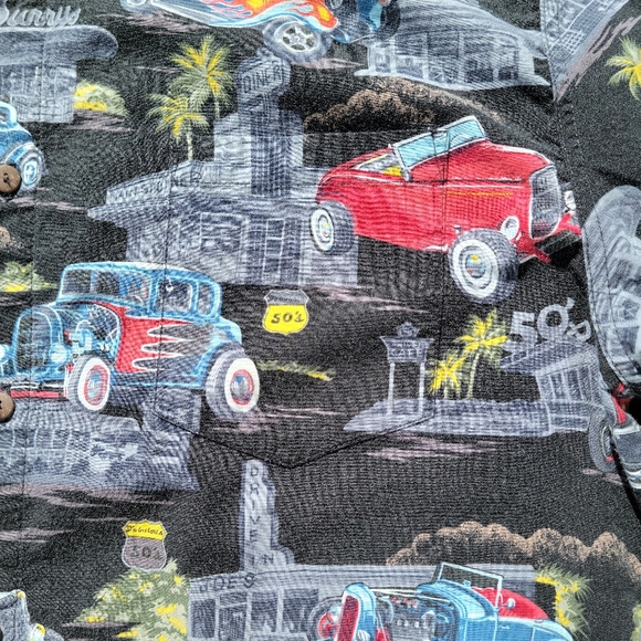 2XL Vintage High Seas Trading Co. Hot Rods Cars Button Down Shirt Mens - Picture 2 of 7